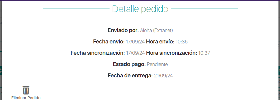 Fecha de entrega detalle pedido - CatalogPlayer