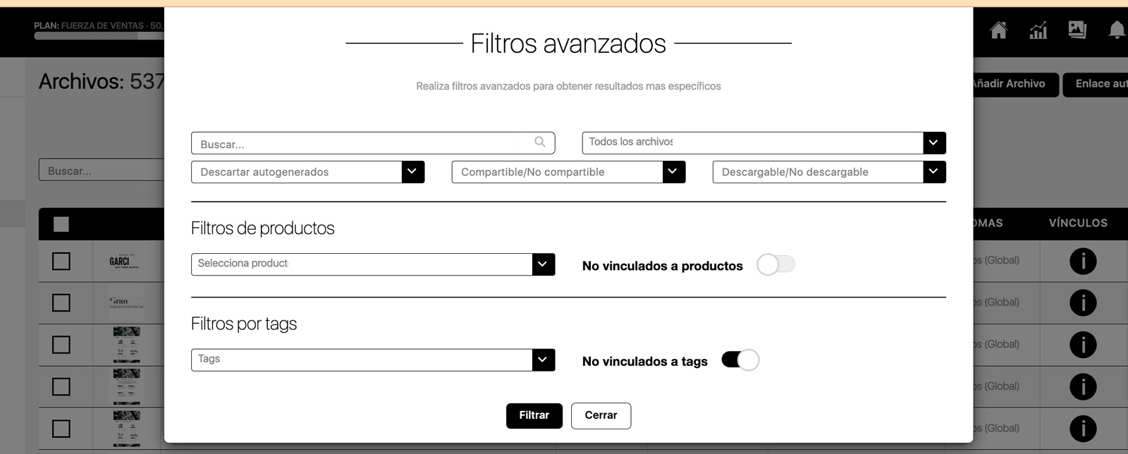 Filtros avanzados archivos 3 - CatalogPlayer