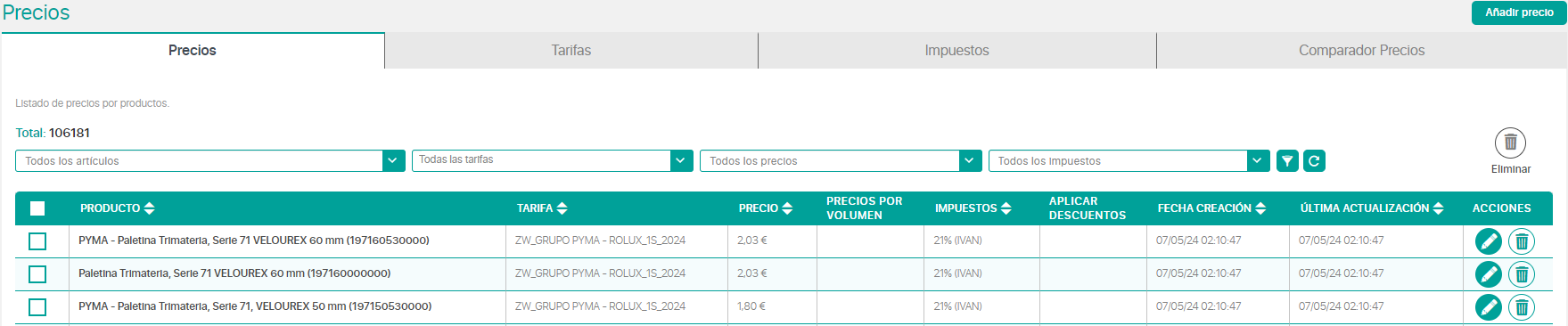 Precios backend - CatalogPlayer